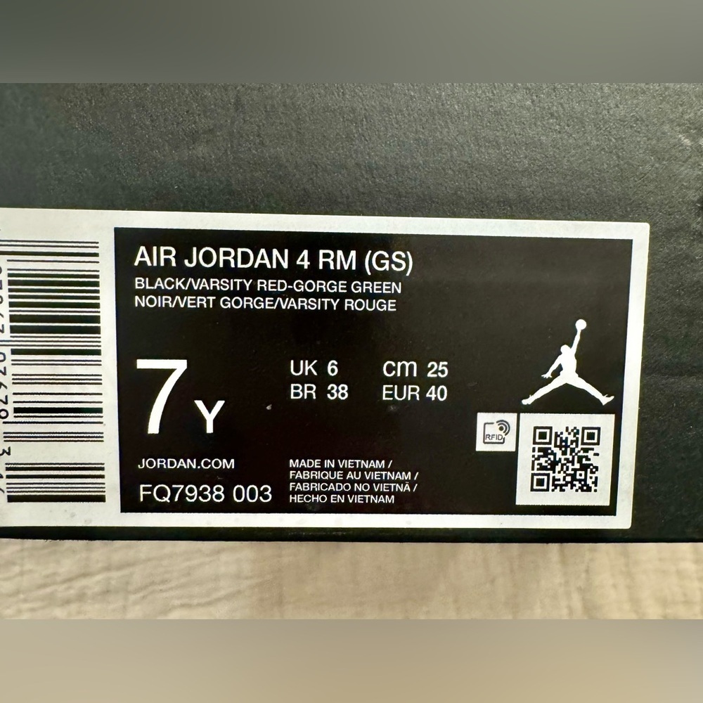 Brand new! Big Kids' Air Jordan 4RM Black/Gorge Green/Varsity Red, sz 7y - Picture 8 of 8